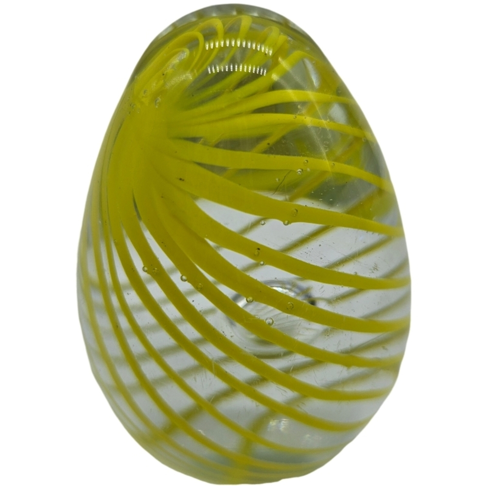 🩷 Yellow Swirl Glass Art Paperweight